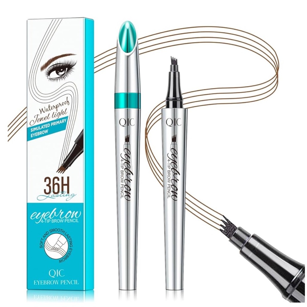 Eyebrow Pencil 4 Tip Microblading Pen Waterproof Smudge-Proof 1# Light Brown